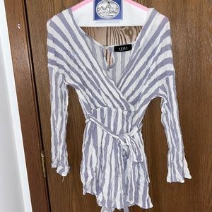 Blue & White Striped Romper